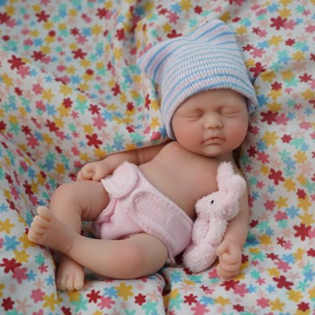 Reborn Baby Dolls 7 inches Open Eyes Smile Full Silicone Mini Realistic Babies with Feeding Accessories