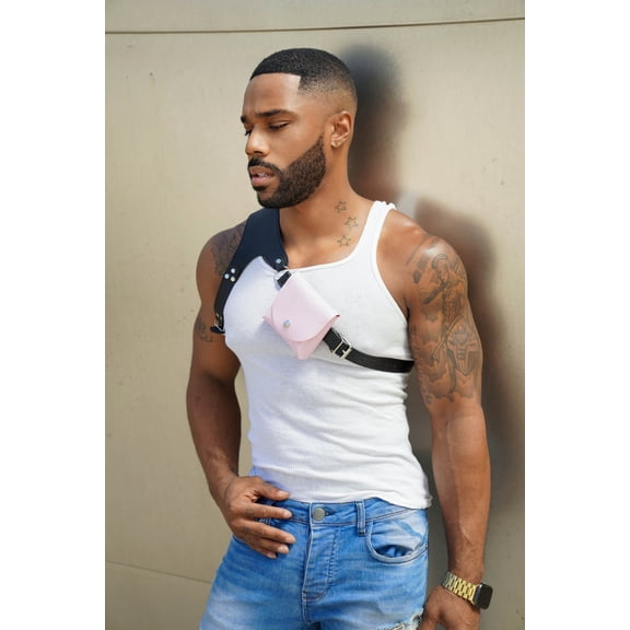 Quad Vest - Pink Vegan Leather Pouch