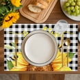 thumbnail image 4 of Sunflowers Placemats Set of 4, Black White Check Sunshine Buffalo Bee Placemats for Dining Table, Place Mats for Kitchen Tabletop, Waterproof Wipeable Dining Table Mats Set, 4 of 9