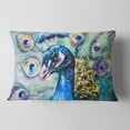 thumbnail image 2 of Designart Beautiful Peacock Watercolor - Abstract Throw Pillow - 12x20, 2 of 5