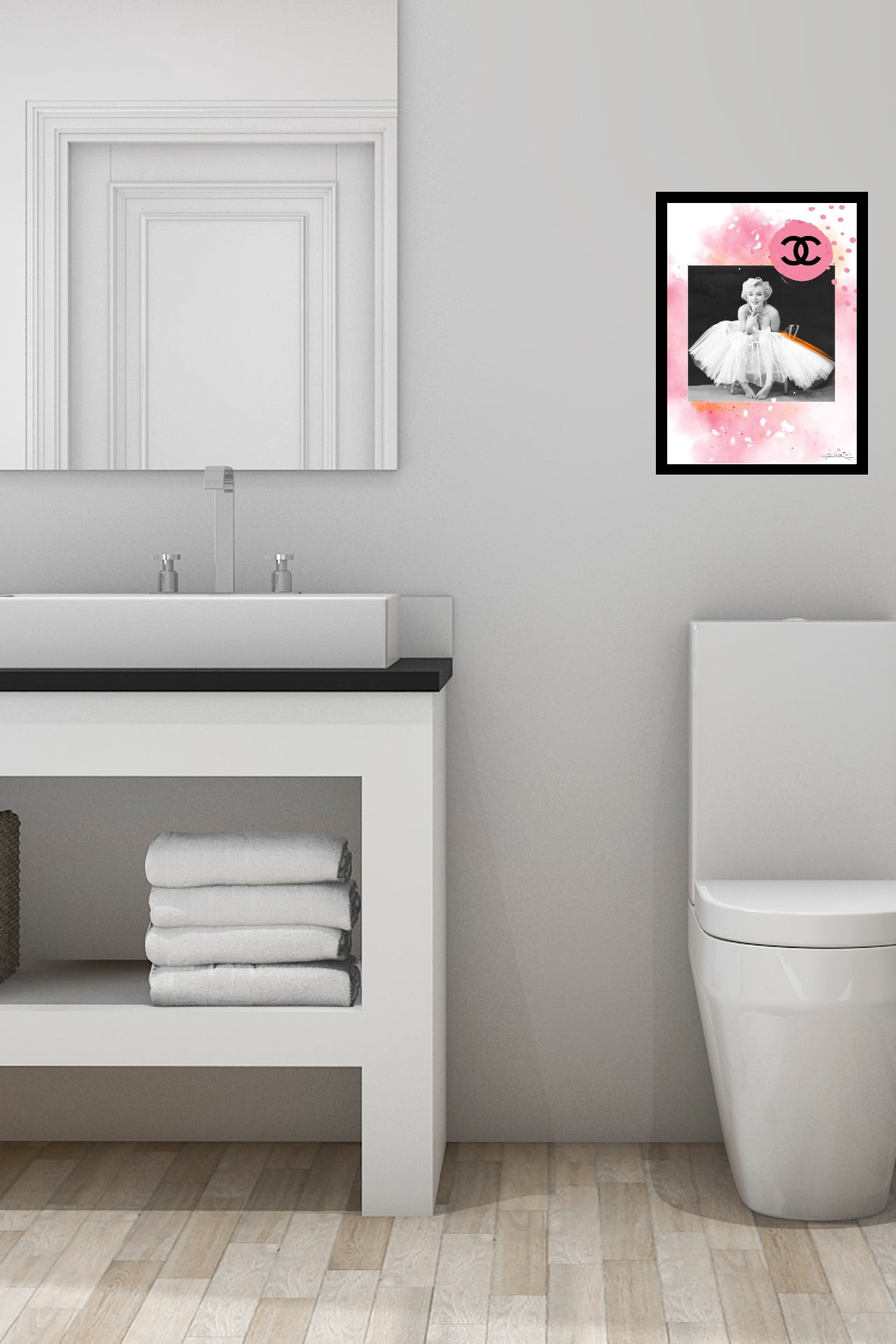 Venice Beach Collection's Marilyn Monroe Pink Innocence 14x18 Framed Print