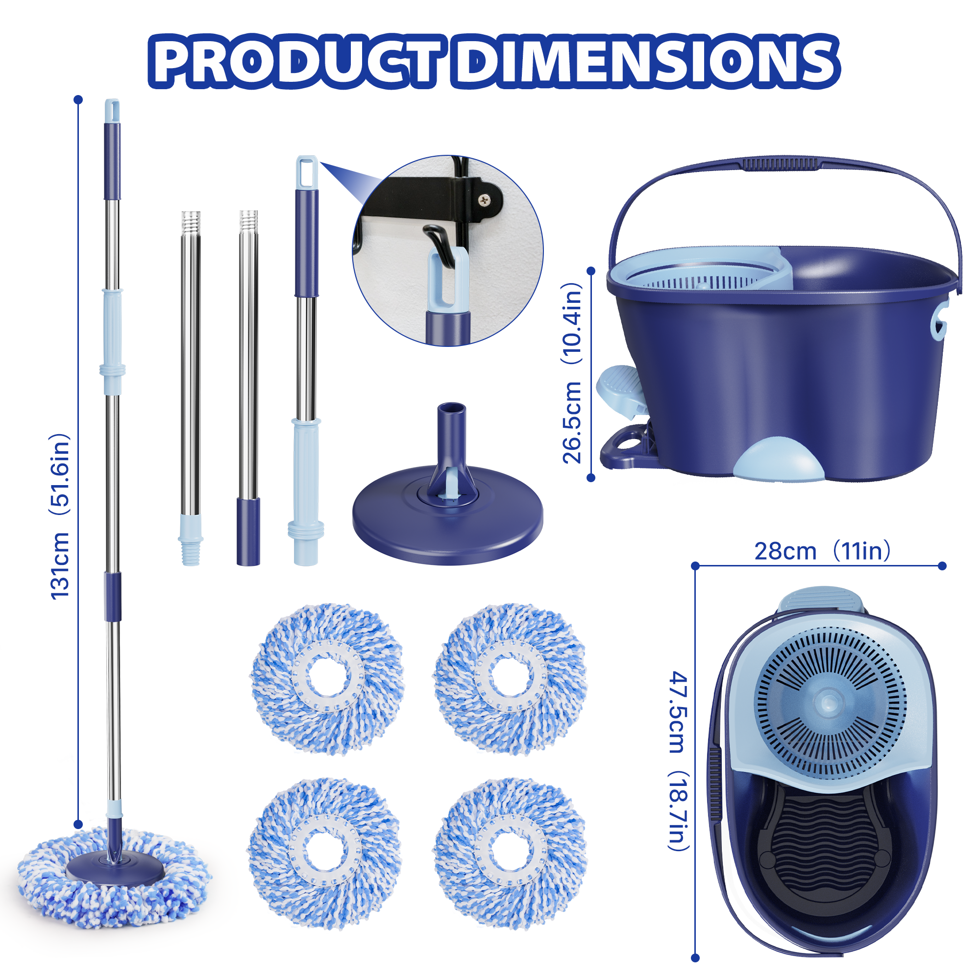 MYSPRI Spin Mop and Bucket Set with 4 Mop Pads photo 8