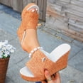 thumbnail image 5 of Orange Women'S Casual Beach Peep Toe Wedge Sandals, Plus Size Fashionable Thick Soled Slippers, 5 of 9
