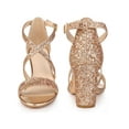 thumbnail image 5 of BLISSFUL STEP Glitter Open Toe Crisscross Strap Block Heel Sandals for Women, 5 of 5