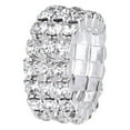 thumbnail image 2 of Elastic Silver Tone 3 Row Crystal Rhinestone crystal ring toe Toe Ring Bridal Jewelry 9mm, 2 of 5
