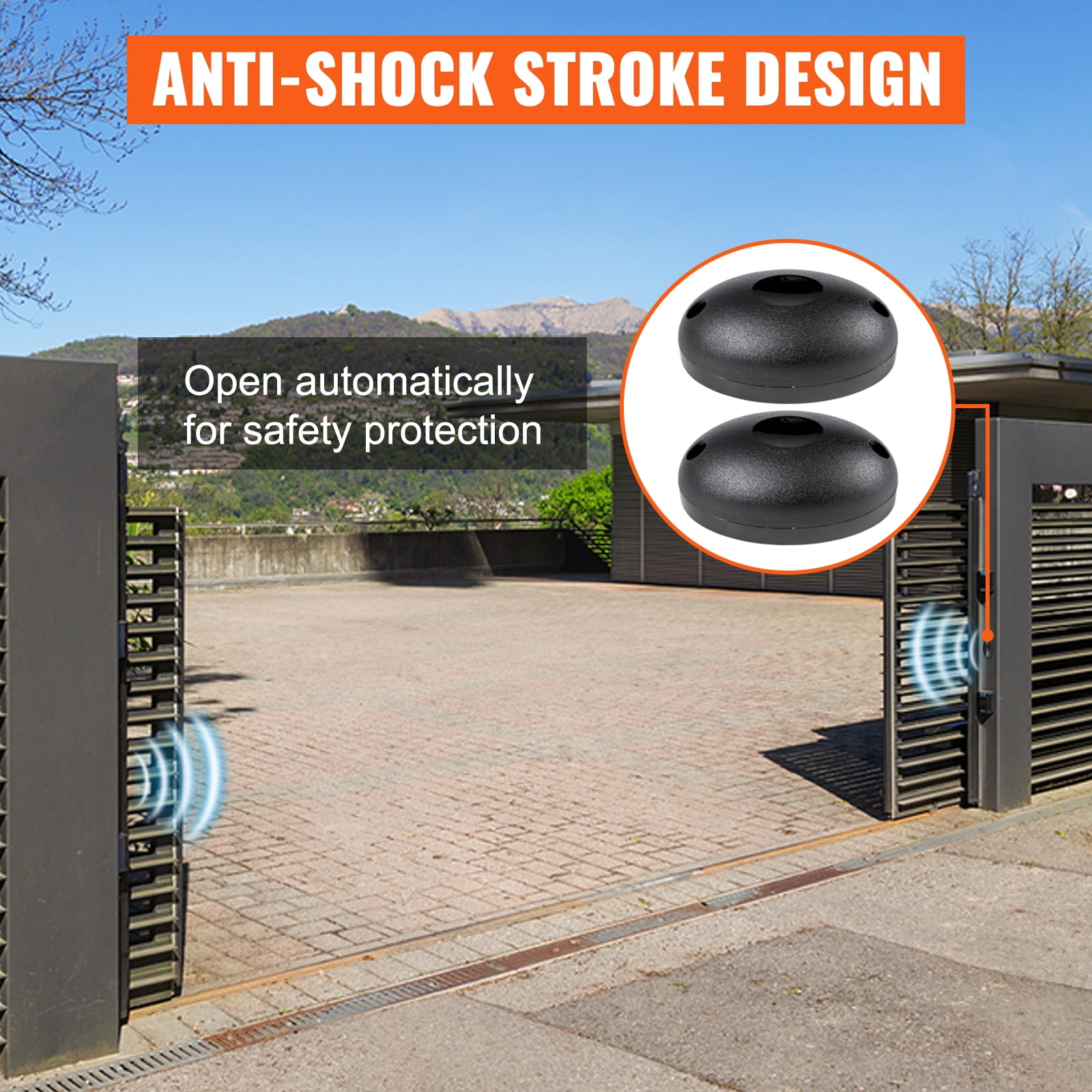 KFFKFF Automatic Gate Opener 3300lb with Infrared Security Photocell Sensor with 2 Remote Controls Sliding Gate Opener Move Speed 43ft Per Min