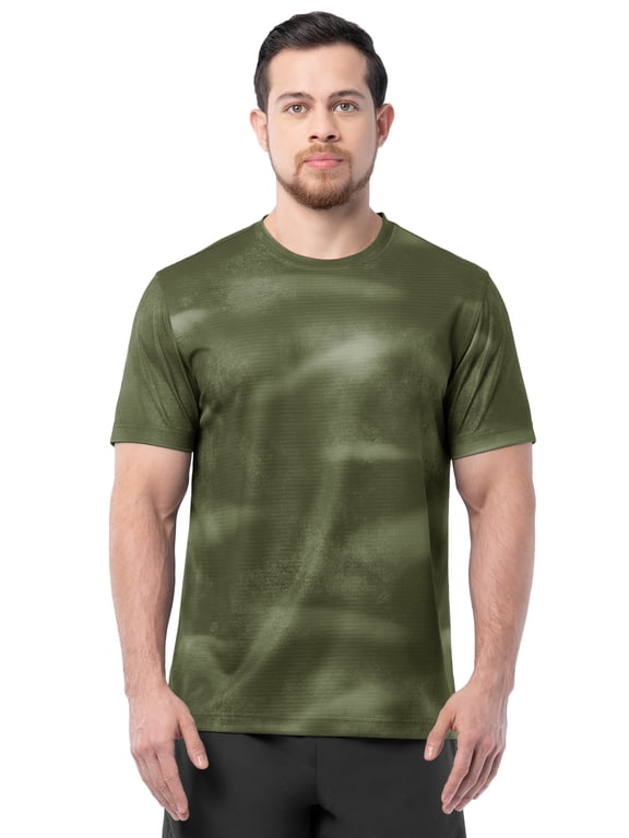 Men's and Big Men's Core Linear Mesh Active Short Sleeve Tee, Sizes S-3XL