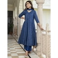 thumbnail image 3 of Janasya Women's Teal Blue Brocade Woven Design Dress with Palazzo and Dupatta, 3 of 5