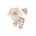 thumbnail image 1 of Pudcoco Baby Boys 3PCS Outfit Sets Long Sleeve Round Neck Romper Tractor Print Pants Hat Sets, 1 of 9