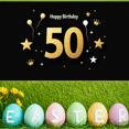 thumbnail image 5 of Black Background Glittery Happy 50th Birthday Banner with Golden Balloons Crowns and Cakes Party Supplies Photography Props Birthday Decors Backdrop, 5 of 8