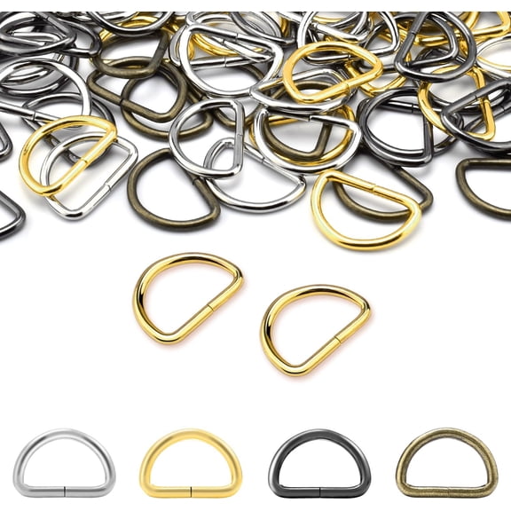 100 Pack 3/4" D Ring Metal Strap Sewing Hardware Buckles Accessories for Purse Bags Crafts Making Collars DIY Supplies (Multicolor)