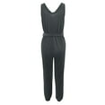 thumbnail image 4 of Vedolay Womens Casual Sleeveless Solid Color V-Neck Elastic Waists Jumpsuits with Belted,Gray XL, 4 of 4