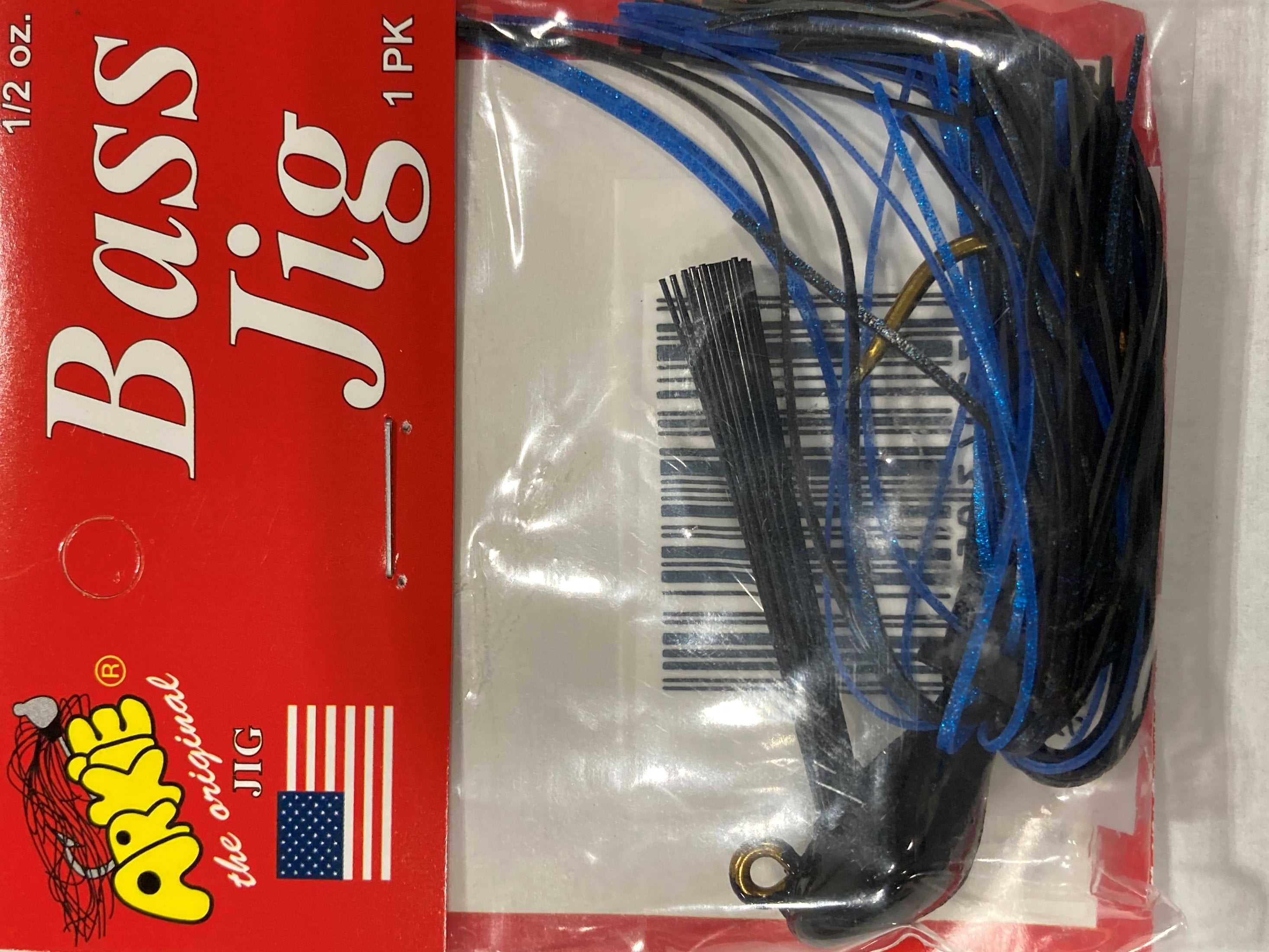 (3 pack) Arkie Lures Rattle Band Bass Jig, Size 1/2 oz., Black/Blue