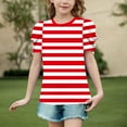 thumbnail image 2 of Umbreon Red Girls T-Shirt Short Sleeve Cre W Neck Striped Print Blouse Tops Summer Casual Beach Vacation Clothes 4-15 Years, 2 of 5