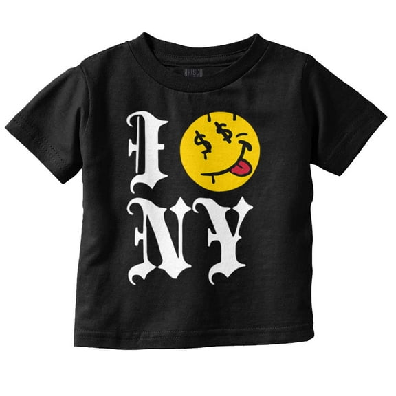 I Love NY Tongue Out Money Eyes Face Toddler Boy Girl T Shirt Infant Toddler Brisco Brands 6M