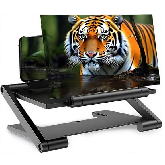 8-inch Foldable Phone Screen Magnifier, Portable Pull-Up & Angle Adjustable Amplifier for HD Eye-Protective Video Watching