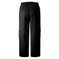 thumbnail image 5 of Stamzod Mens Summer Beach Pants Solid Color Drawstring Straight Leg Cargo Pants Cotton Linen Men's Casual Pants Plus Size Black B XXL, 5 of 6