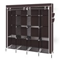 thumbnail image 2 of Canddidliike 67" Portable Fabric Wardrobe, Clothes Closet Storage Organizer with Compartments and Rods, Dark Brown, 2 of 8