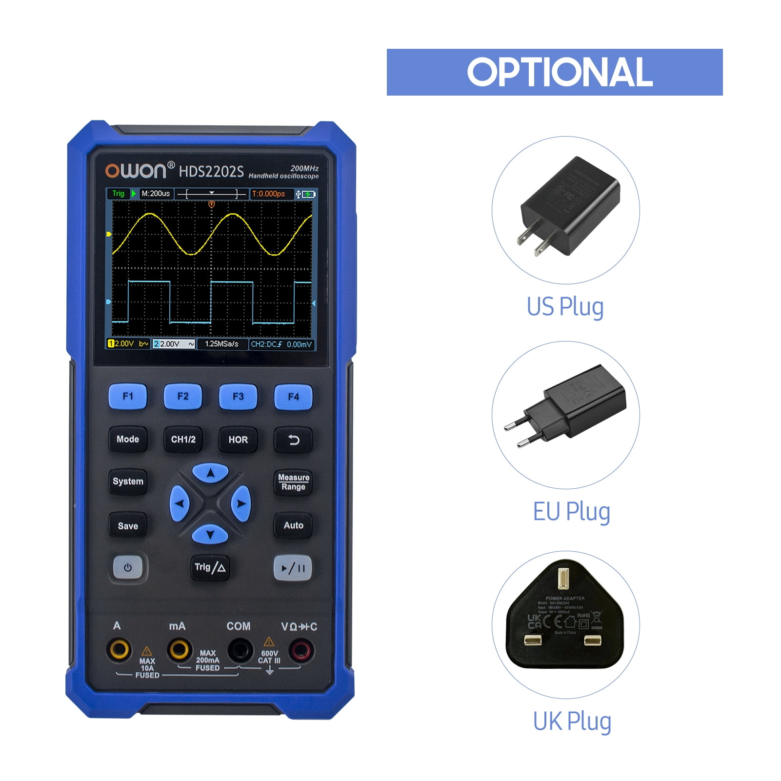 Oscilloscope,In 1 Handheld 20000 Tester 3.5-inch Hds2202s 3 In Tester 3.5-inch Color 3.5-inch Color Lcd Handheld 200mhz Dual 3 In 1 Channels Rms 20000 Rms 20000 Tester Lcd Reable Type-c Dsfen