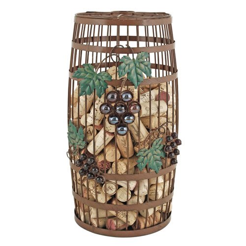 Rustic Wine Cork Holder, Grapevine Iron Barrel Decorative Metal Cork