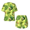 thumbnail image 6 of Wukai Kiwi and Avocado Print Women's Pajama Set - Short-Sleeve Top and Shorts with Elastic Waistband and Pockets for Loungewear, Yoga, and Casual Wear-Large, 6 of 8