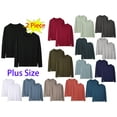thumbnail image 6 of HOMADLES 2 Piece Mens T Shirt Long Sleeve Shirts for Men Plus Size Roundneck Solid Tops Stretch Soft Casual Lightweight Mens Basic Tee, Black, 6 of 6