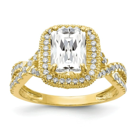 Real 10kt Yellow Gold Tiara Collection Polished CZ Ring Size: 7; for Adults and Teens; for Women and Men