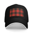 thumbnail image 3 of Baseball Cap, Black Red Checkered Golf Hat, Black Adjustable Baseball Hats for Women Men Outdoor Travel Daily Wear, 3 of 8