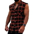 thumbnail image 2 of XDZJLR Mens Tank Tops Summer Fashion Casual Plaid Print Buckle Sanding Sleeveless Shirts for Men, 2 of 4