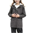 thumbnail image 2 of YunPes Fleece Lined Raincoat for Girls Solid Hooded Zipper Button Down Windproof Warm Jacket with Toddler Girls Winter Coat, 2 of 8
