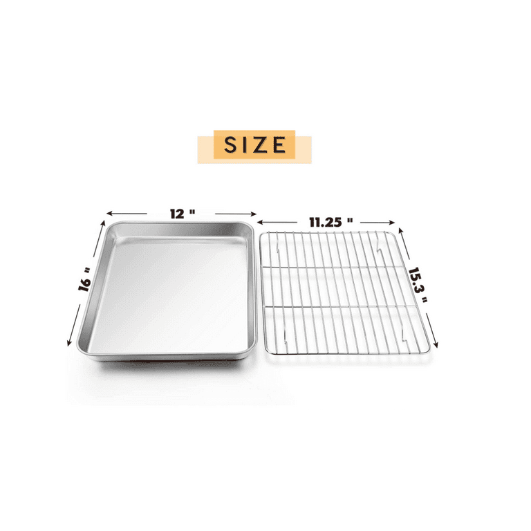 Stainless Steel Baking Sheet with Rack Set, 15.7 x 11.8 Cookie
