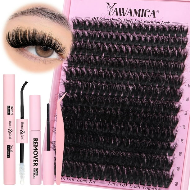 Kit de extensión de pestañas Yawamica Fluffy Lash Clusters 12-20 mm