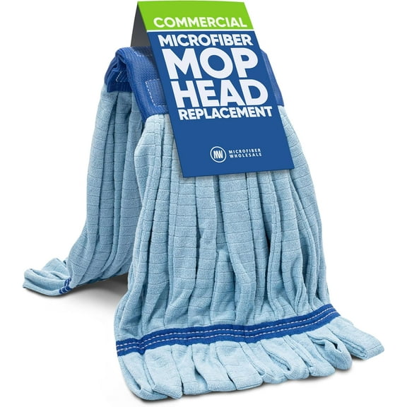 Commercial Mop Head Replacement – 1 Pack Blue Medium Microfiber Tube Mop (14 oz.) | Industrial Wet Mops | Refill Heads, Machine Washable, Heavy Duty | Hardwood, Tile, Laminate, Vinyl Floors