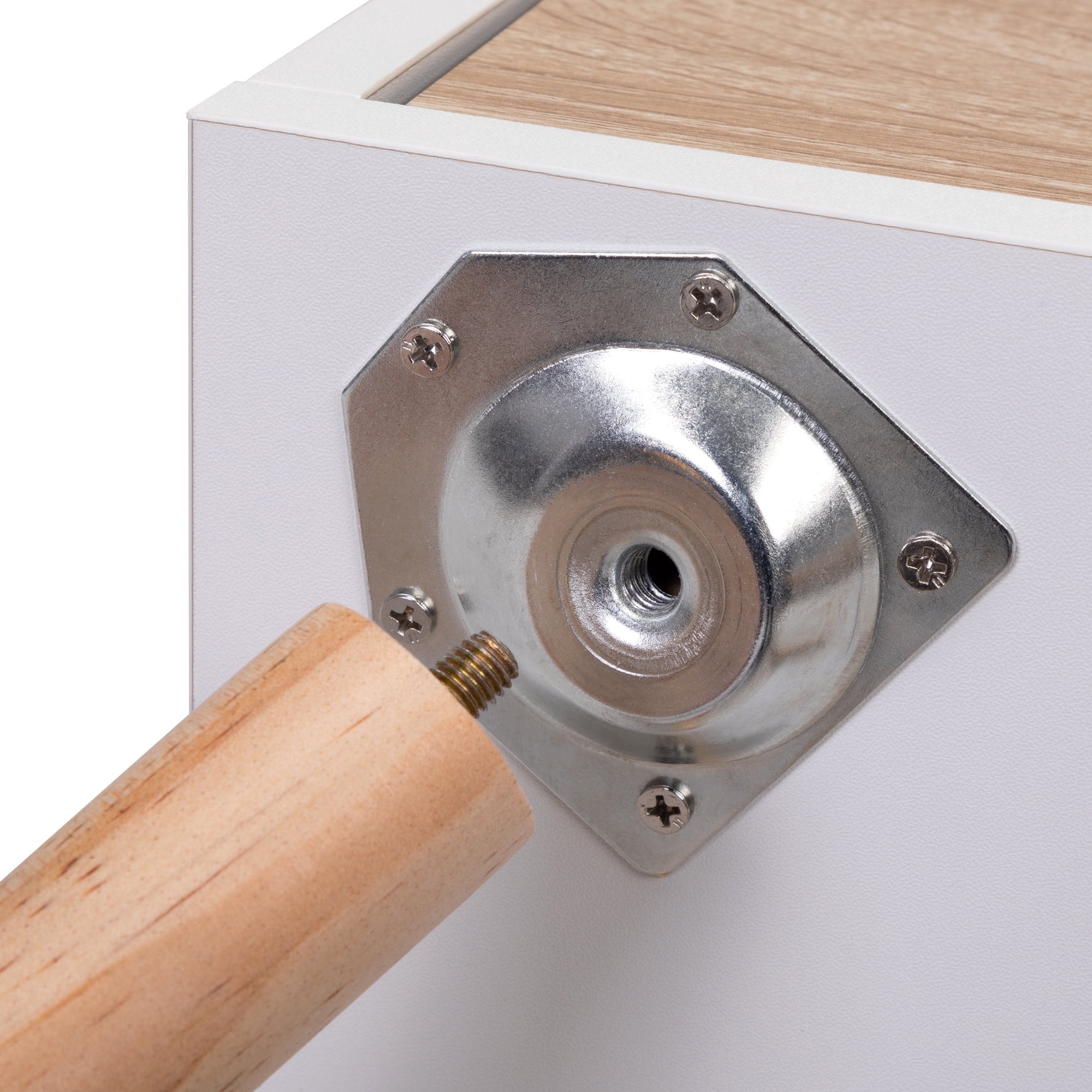 Jaxpety Modern Nightstand with 2 Drawers, Light Walnut & White