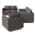 thumbnail image 5 of LeisureMod 3-Piece Sofa Set Upholstered in Leather with Brushed Gold Stainless Steel Base and Removable Foam Padded Cushions for Modern Home, Living Room, Offices Nervo Collection in Grey, 5 of 8