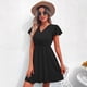 thumbnail image 1 of Vestido de fiesta corto de gasa con cuello en V y mangas cortas informales de terciopelo para mujer XL, 1 of 5
