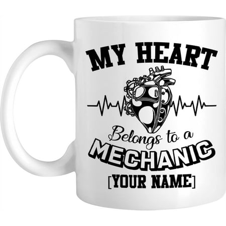 

Personalized Hot Cold Coffee Mug Heart Belong To Mechanic Cool Customized Novelty Cup Name Custom Ceramic Chocolate Mug For Home Office Use Gift For Women Men Christmas 11 15 Oz