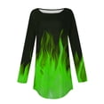 thumbnail image 4 of Sakmal Tops Long Sleeve Green Flame Crew Neck Graphic Tunic Shirts for Women, 4 of 5