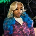 thumbnail image 5 of Mscathy Ombre Honey Blonde Blue Colored Brazilian Human Hair Lace Front Wig Bleached Knots Body Wave Remy Hair 180% Density 13x4 Lace Frontal Wigs For Women Party Vacation, 5 of 6