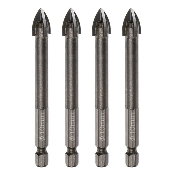 Uxcell 4pcs Titanium Masonry Drill Bit 10mm Concrete Drill Bit 83mm Length Hex Shank