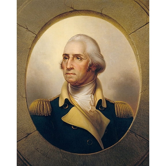 George Washington Portrait by Rembrandt Peale - 12x18 Inch Laminated Poster - Stunning Detail and Bold Colors