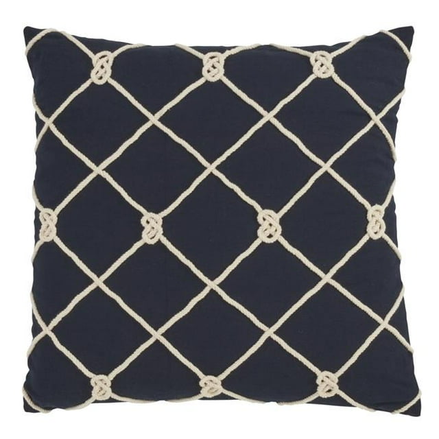 SARO 1013.NB20S Down Filled Cotton Throw Pillow with Knotted Rope Design