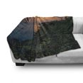 thumbnail image 2 of Rainforest Soft Flannel Fleece Throw Blanket, Rainforest Sunrise on Ocean Seaside Hills Tropical Plants Leaves Print, Cozy Plush for Indoor and Outdoor Use, 50" x 60", Green Blue Orange, by Ambesonne, 2 of 5