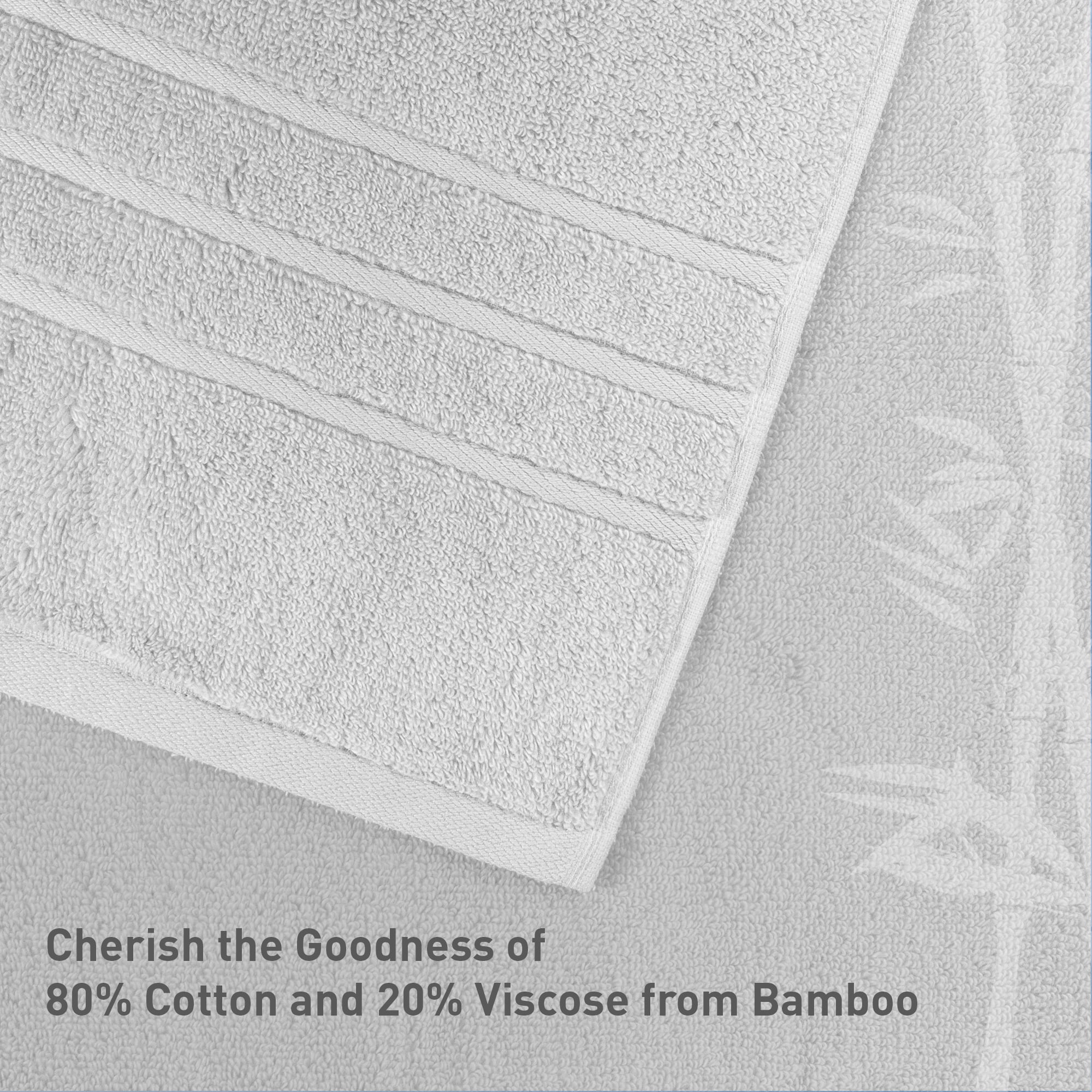 Everyday Home by Trident Eco Twist 2 Piece Bath Towel Set, Cotton and Viscose from Bamboo towel, Plush, Absorbent, Bathroom Towels, Silver