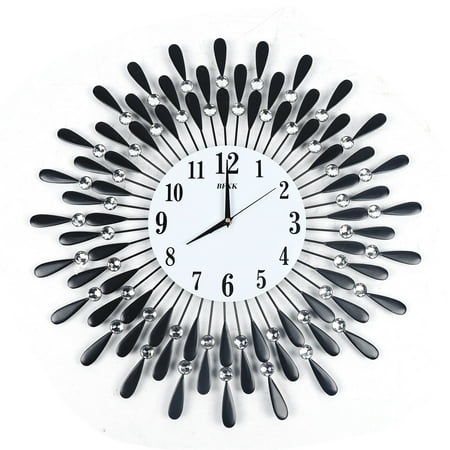 24.5inch Large Analog Wall Clock Modern Decorative Clock for Living Room Decor Battery Operated Black