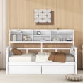 thumbnail image 2 of Elegant Design Daybed with Bedside Shelves and Two Drawers, Pine Wood Day Bed with Maximized space for Office/Living Room/Bedroom, Sturdy Slats Support Wooden Sofa Bed, 2 of 9