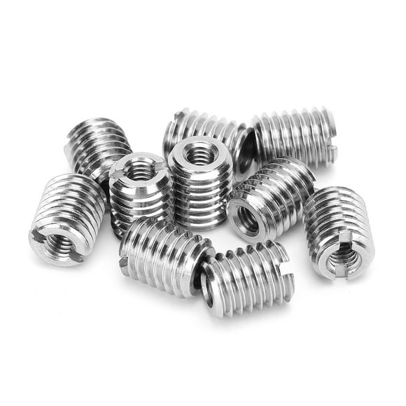 Kit de Réparation de Filetage en Acier Inoxydable 303 10 Pcs - M4x0.7 Femelle à M8x1.25 Écrous de Réduction Mâle avec Fente, Longueur 10mm - Outil de Restauration de Fixation Durable pour Aviation, Automobile, Électronique