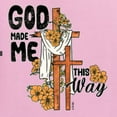 thumbnail image 6 of Wild Bobby God Made Me This Way Cross with Sunflowers Inspirational/Christian Women Graphic Tee, Light Pink, Large, 6 of 6