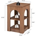 thumbnail image 2 of weselon End Table Set of 2, Mid-Century Modern Side Table with 3-Tier Storage Shelves and Arched Carving Lines, Square Fluted Nightstand for Living Room, Bedroom, or Office (2, Walnut), 2 of 8