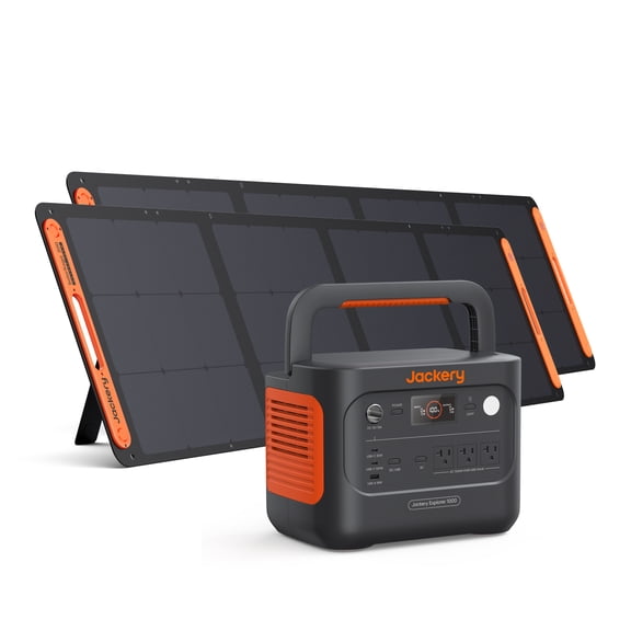 Jackery 1000 v2 Solar Generator, 1070Wh LiFePO4 Portable Power Station with 2×200W Solar Panels, 1500W Output for RV, Off-Grid & Emergency
